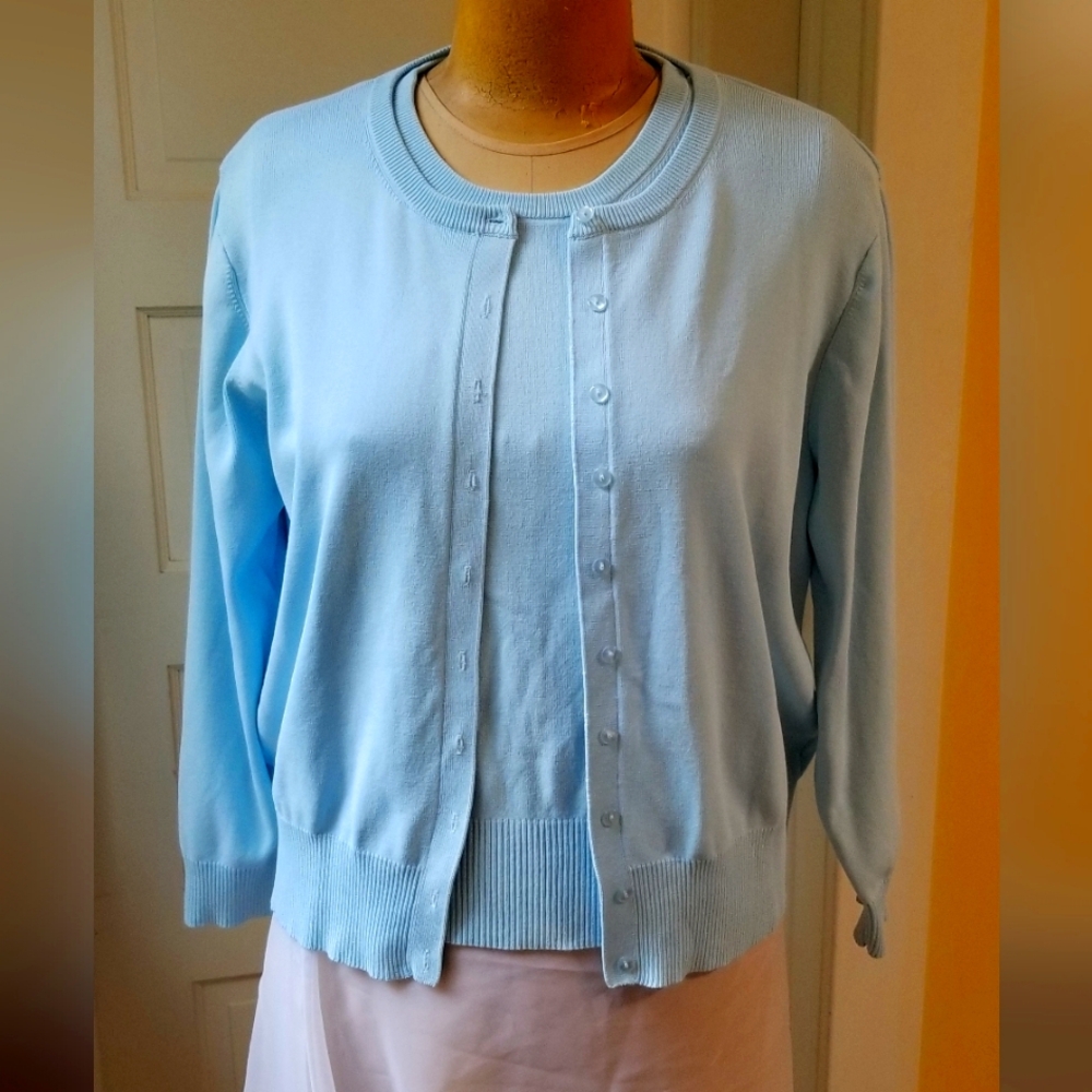Joseph A Woman Light Blue Twin Set Size 1X